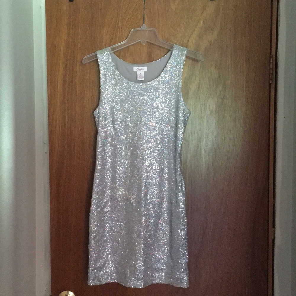 Silver sequin dress
